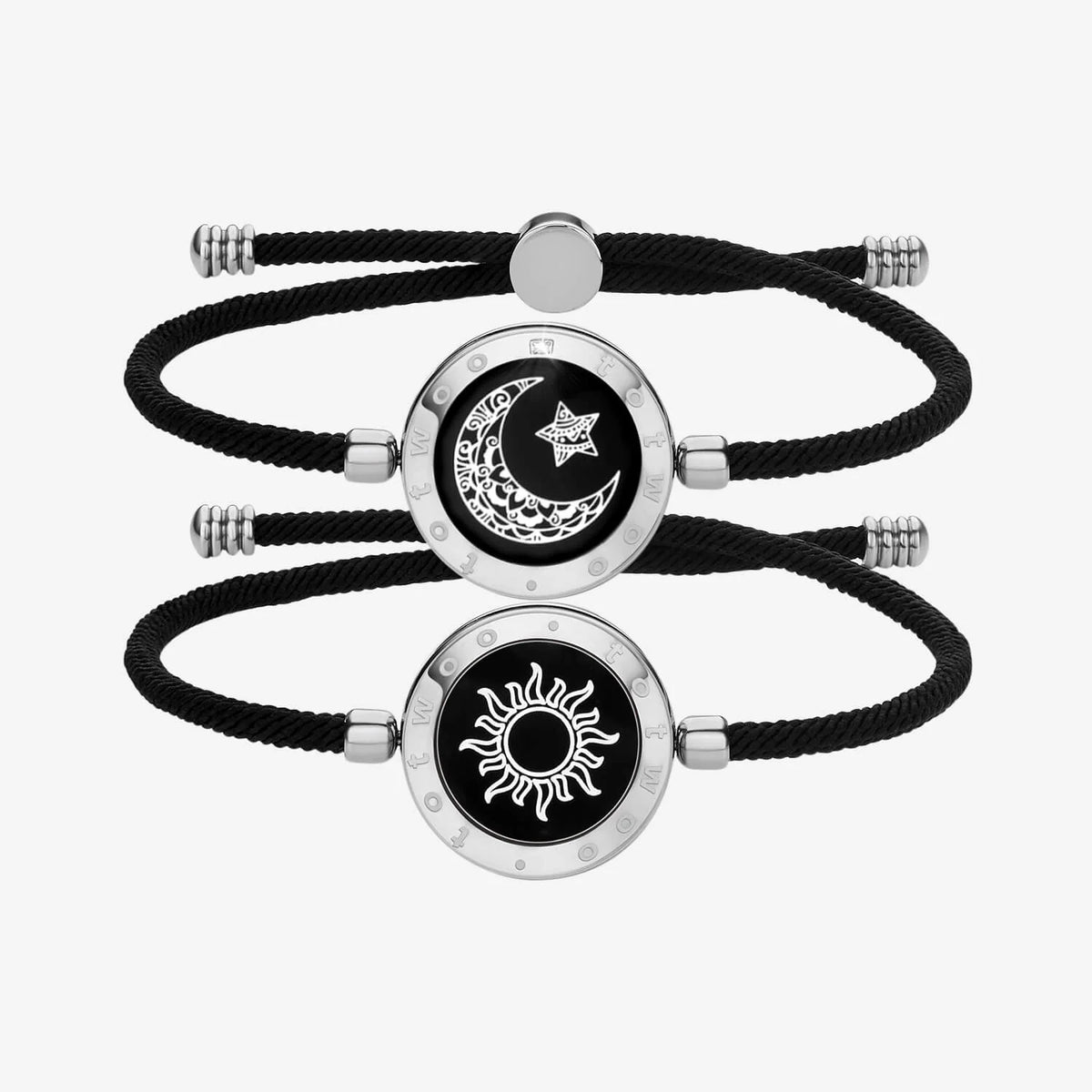 Sun & Moon Touch Bracelets with Milan Rope (Black+Black)