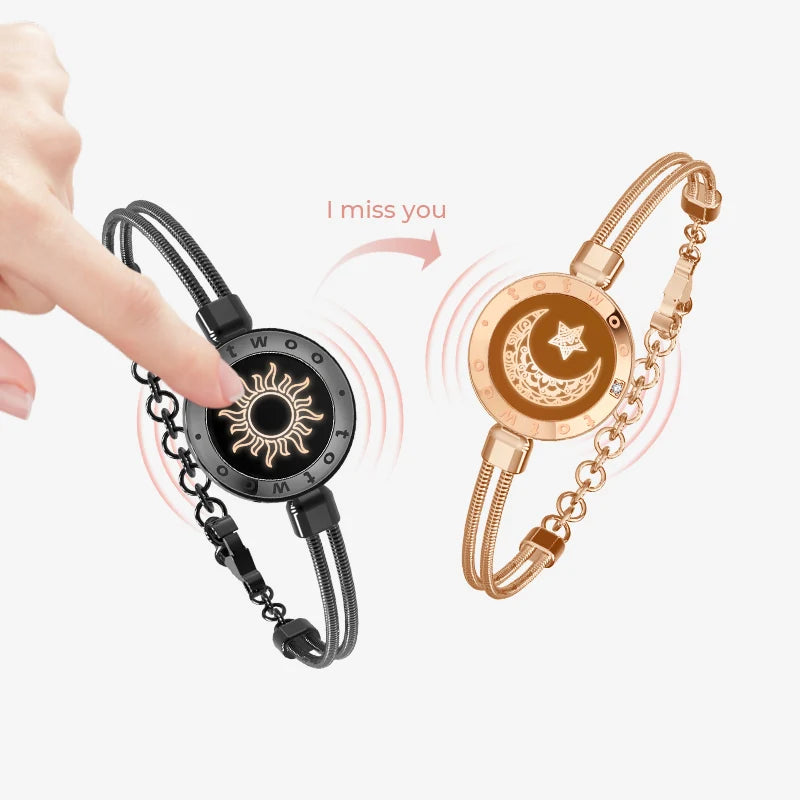 Sun & Moon Touch Bracelets with Snake Chain