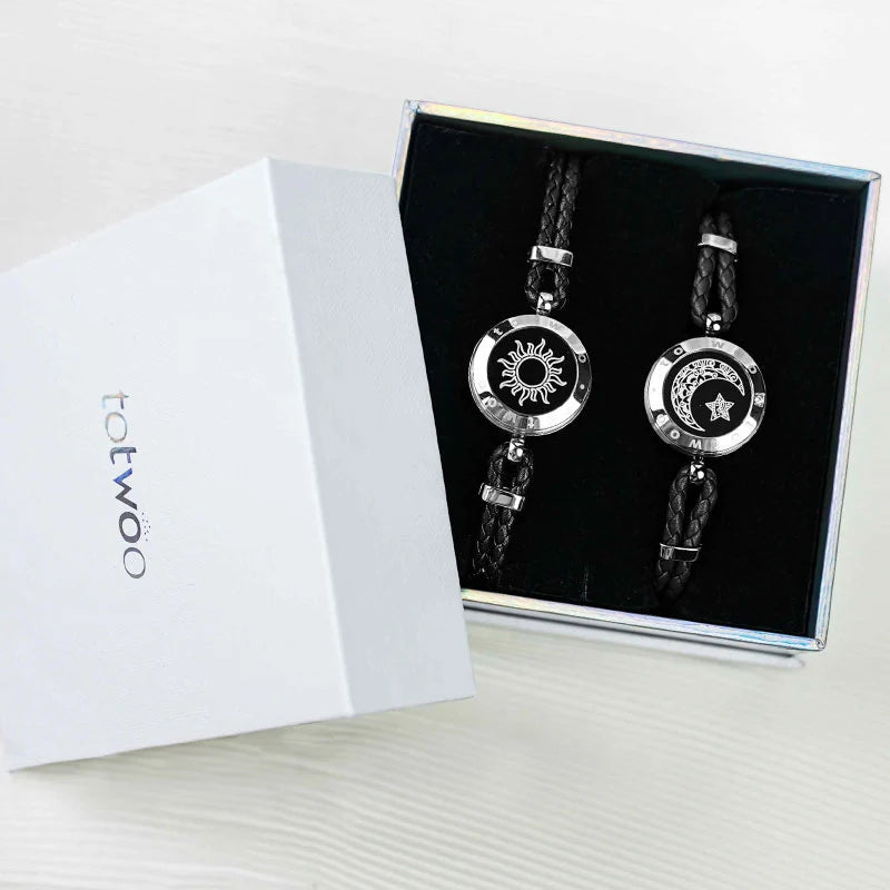 Sun & Moon Touch Bracelets (Braided Sun+Snake Chain Moon)